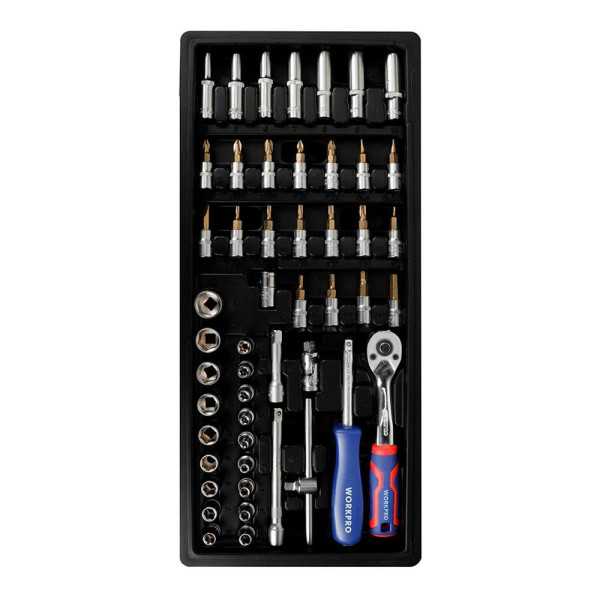 Llave de Carraca, Vasos y Puntas ¼ pulg, Juego 50 Piezas, Serie Modular WORKPRO