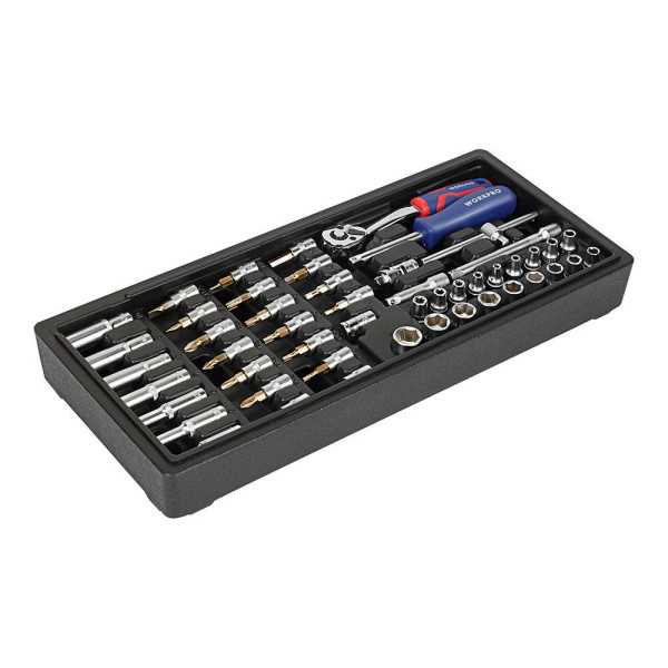 Llave de Carraca, Vasos y Puntas ¼ pulg, Juego 50 Piezas, Serie Modular WORKPRO