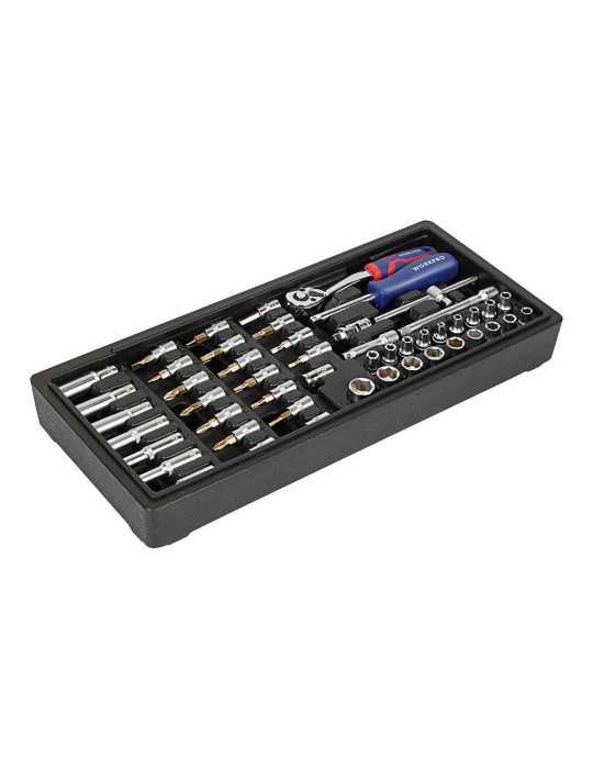 Llave de Carraca, Vasos y Puntas ¼ pulg, Juego 50 Piezas, Serie Modular WORKPRO