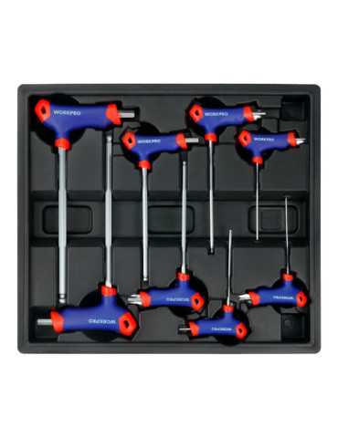 Llaves Allen Mango en T, Punta Esférica, 2-10 mm, Juego 8 Piezas, Serie Modular WORKPRO
