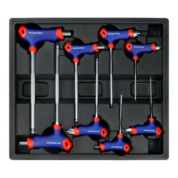 Llaves Allen Mango en T, Punta Esférica, 2-10 mm, Juego 8 Piezas, Serie Modular WORKPRO