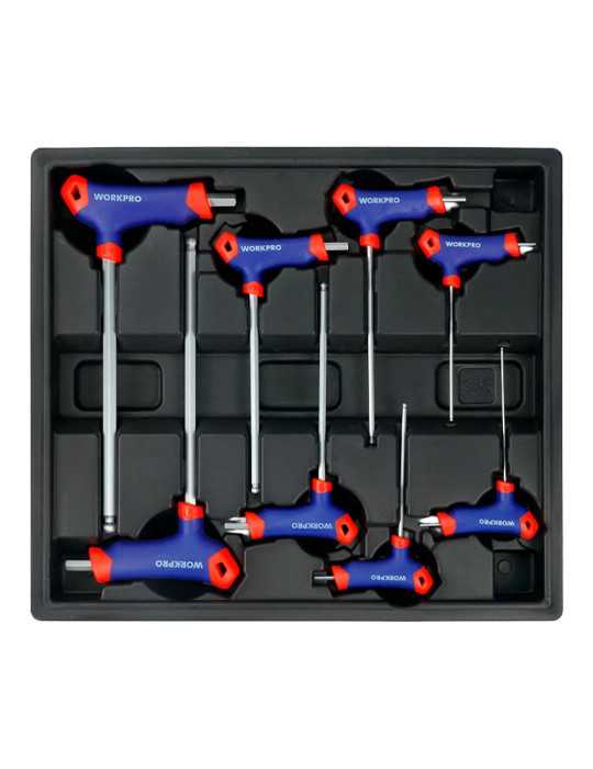 Llaves Allen Mango en T, Punta Esférica, 2-10 mm, Juego 8 Piezas, Serie Modular WORKPRO