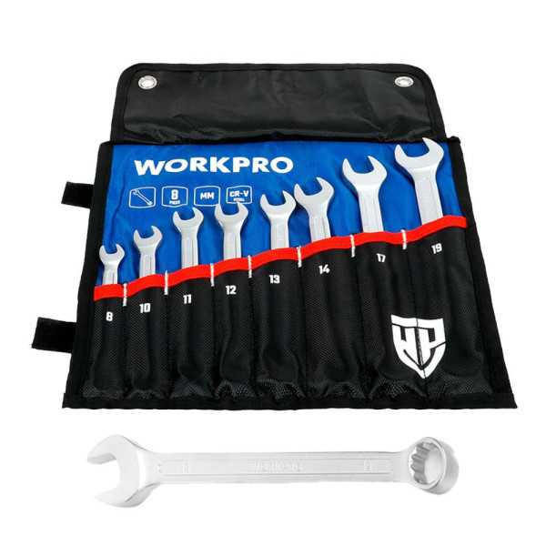Llave Combinada 8 - 19 mm, Juego 8 Piezas WORKPRO