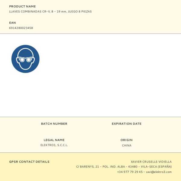Llave Combinada 8 - 19 mm, Juego 8 Piezas WORKPRO