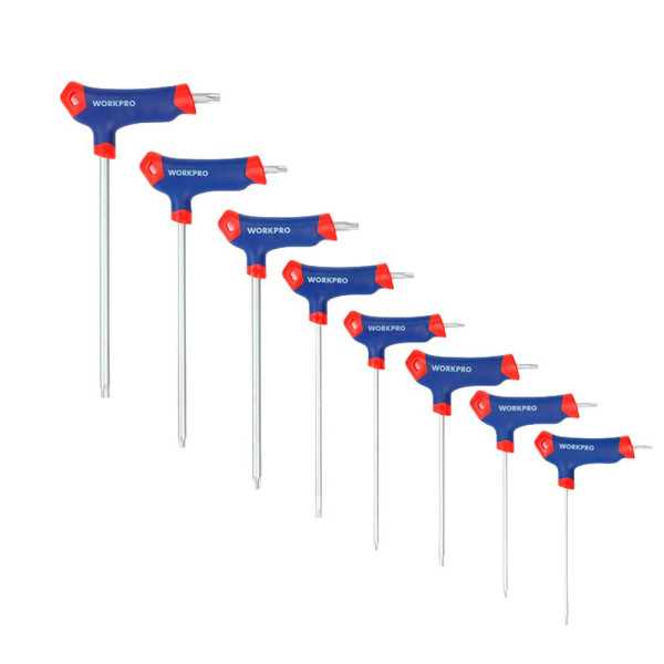 Llaves Torx Mango en T, T10 - T50, Juego 8 Piezas, Serie Modular WORKPRO