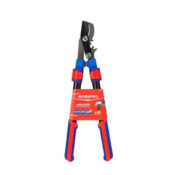 Tijeras Poda Dos Manos Bypass, Extensible 625 - 925 mm, Ahorro Esfuerzo, Capacidad Máxima Corte Ø44 mm WORKPRO