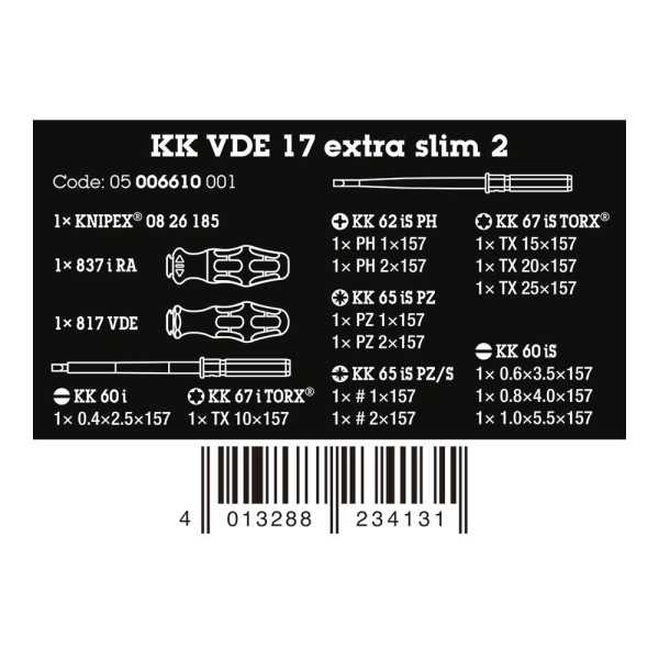 Destornilladores Vde, Extra Slim 2, Juego 17 Piezas WERA