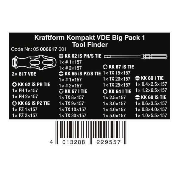 Destornilladores Vde, Kraftform Kompakt Big Pack 1, Juego 26 Piezas WERA