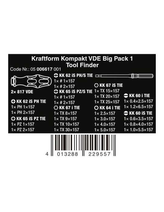 Destornilladores Vde, Kraftform Kompakt Big Pack 1, Juego 26 Piezas WERA