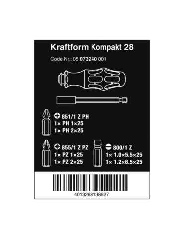 Destornillador Extensible Porta-Puntas, 6 Puntas, Kompakt 28 WERA 2