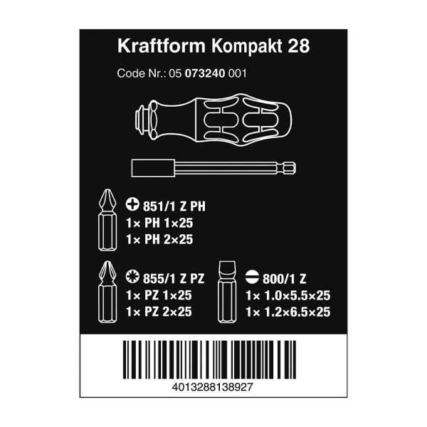 Destornillador Extensible Porta-Puntas, 6 Puntas, Kompakt 28 WERA
