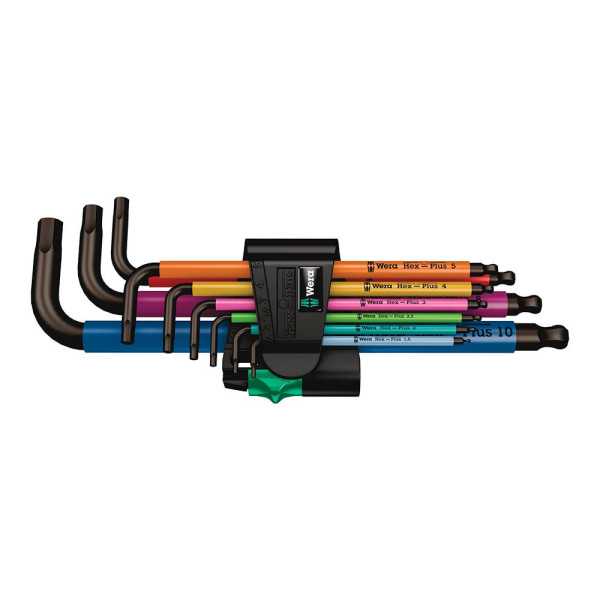 Llaves Hexagonales Acodadas Métricas Multicolor, Juego 9 Piezas WERA