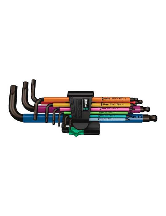 Llaves Hexagonales Acodadas Métricas Multicolor, Juego 9 Piezas WERA