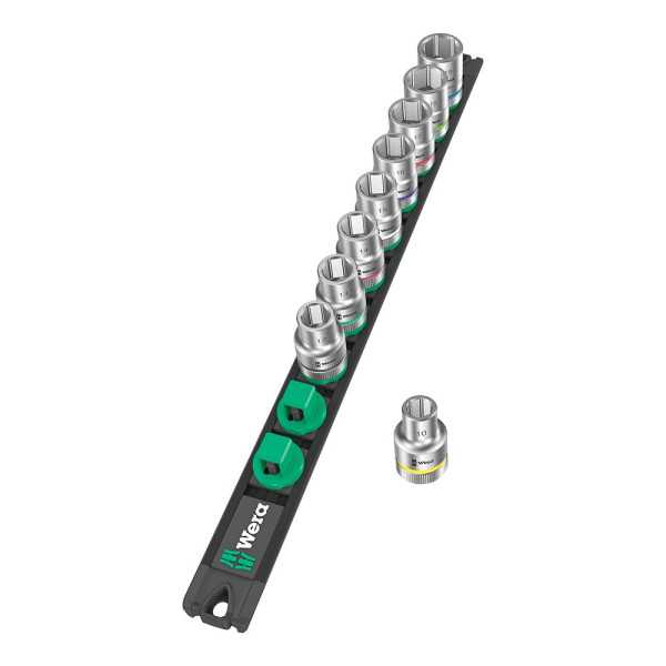 Vasos ½ pulg Rail C4, Juego 9 Piezas WERA