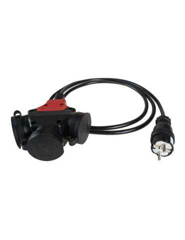 Triple Aereo de Caucho Negro con Clavija 4,8mm y 2m de Cable T/Tl. Bipolar 5586COB SOLERA