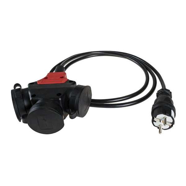 Triple Aereo de Caucho Negro con Clavija 4,8mm y 2m de Cable T/Tl. Bipolar 5586COB SOLERA