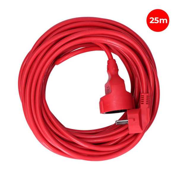 Prolongador con 1 Toma 2P+T, 16A 250V~ 25 m de Cable H05VV-F 3G1,5mm², Rojo EDM