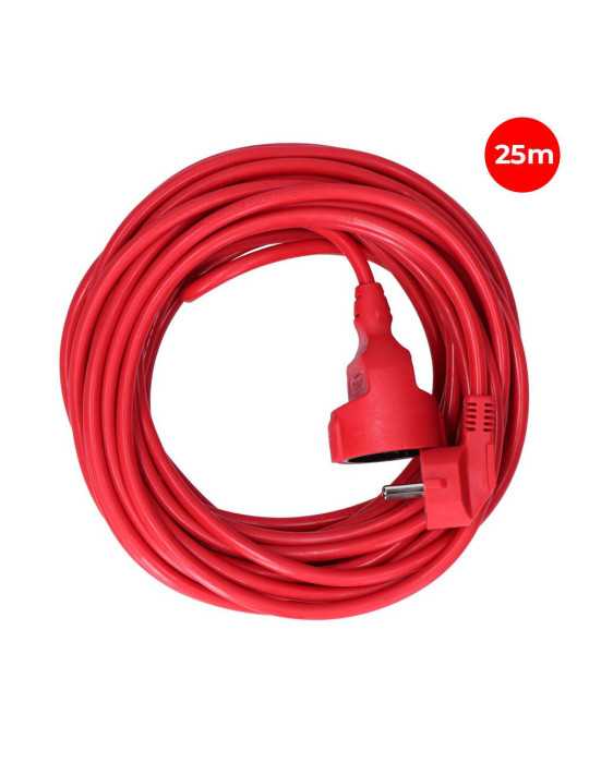 Prolongador con 1 Toma 2P+T, 16A 250V~ 25 m de Cable H05VV-F 3G1,5mm², Rojo EDM