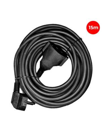 Prolongador con 1 Toma 2P+T 16A 250V~ 15 m de Cable H05VV-F 3G1,5mm², Negro EDM