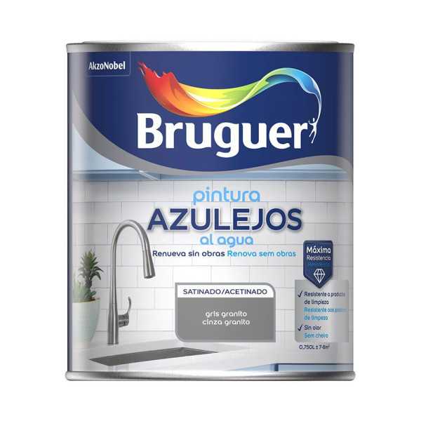 Pintura Azulejos al Agua Gris Granito Satinado 750 ml BRUGUER