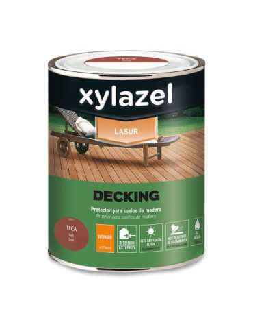 Lasur Suelos de Madera al Agua Interior/Exterior Teca Satinado 750 ml XYLAZEL