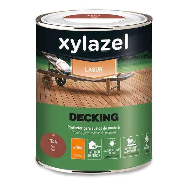 Lasur Suelos de Madera al Agua Interior/Exterior Teca Satinado 750 ml XYLAZEL