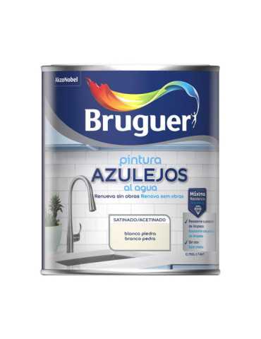 Pintura Azulejos al Agua Blanco Piedra Satinado 750 ml BRUGUER