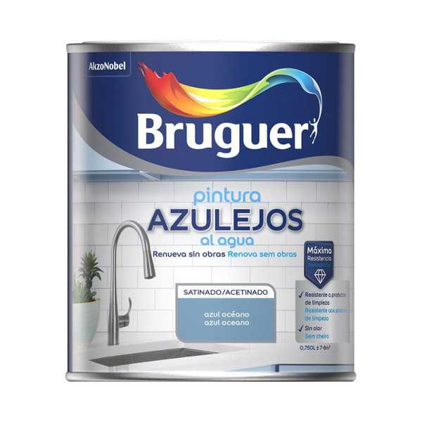 Pintura Azulejos al Agua Azul Océano Satinado 750 ml BRUGUER