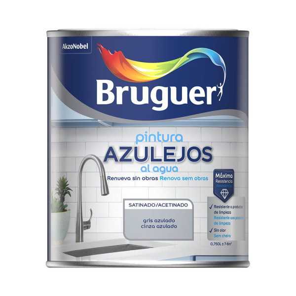 Pintura Azulejos al Agua Gris Azulado Satinado 750 ml BRUGUER