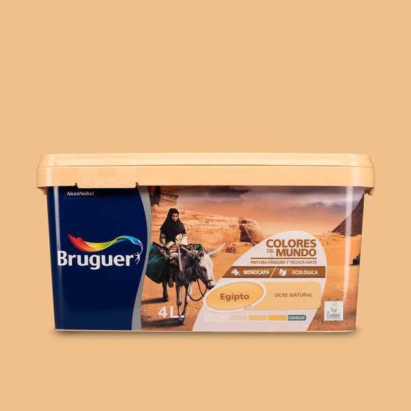 Pintura Paredes y Techos, Color Egipto Ocre Natural, 4 l BRUGUER