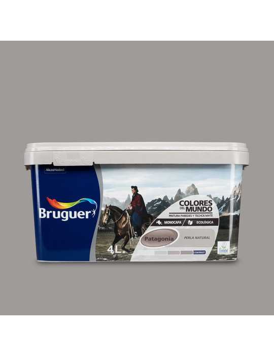 Pintura Paredes y Techos, Color Patagonia Perla Natural, 4 l BRUGUER