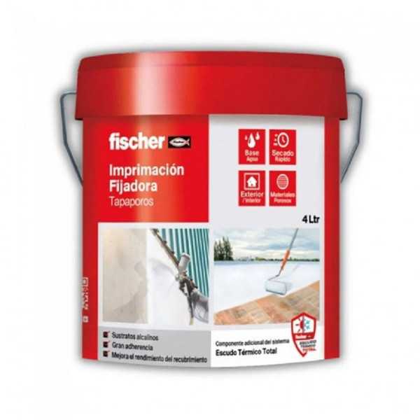 Imprimación Fijadora Blanca Tapaporos, Base Agua, para Interiores y Exteriores, 4 l FISCHER