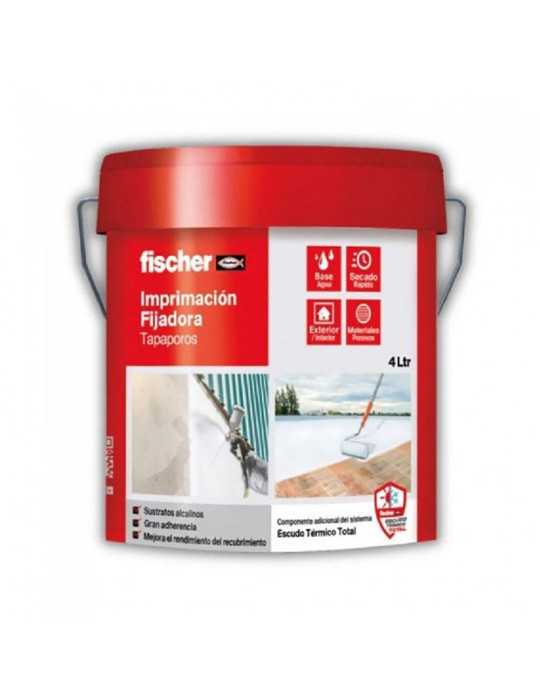 Imprimación Fijadora Blanca Tapaporos, Base Agua, para Interiores y Exteriores, 4 l FISCHER