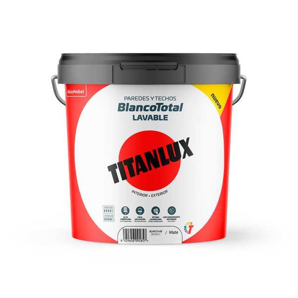 Pintura Plástica Acrílica Estirenada, Interior/Exterior, Blanco Total, 4 l TITANLUX