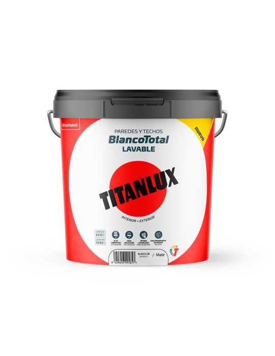 Pintura Plástica Acrílica Estirenada, Interior/Exterior, Blanco Total, 4 l TITANLUX