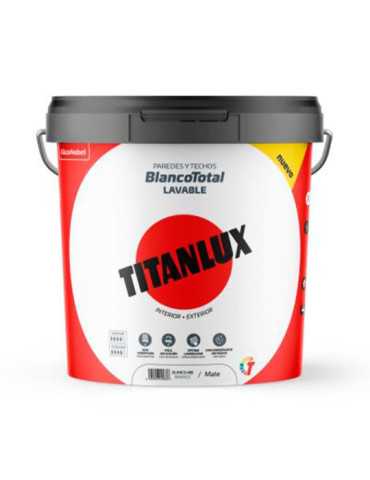 Pintura Plástica Acrílica Estirenada, Interior/Exterior, Blanco Total, 14 l TITANLUX