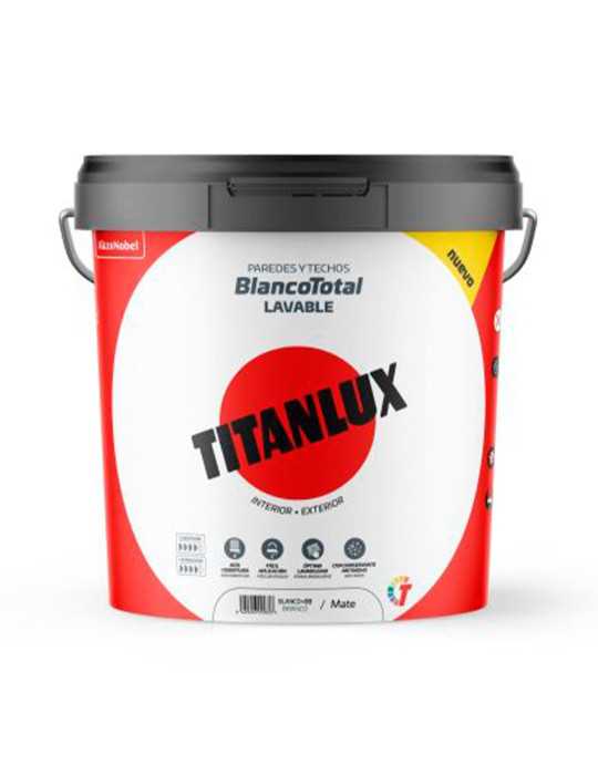 Pintura Plástica Acrílica Estirenada, Interior/Exterior, Blanco Total, 14 l TITANLUX