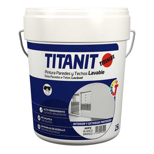 Pintura Plástica Acrílica Estirenada Interior/Exterior Lavable Titanit Blanco Mate 15 L TITAN