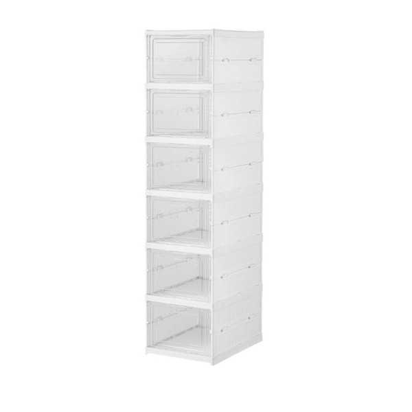 Zapatero Plegable, 6 Pares, Blanco, 25,5 x 34,5 x 105 cm FULMO