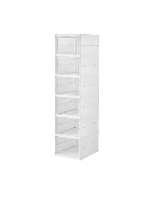 Zapatero Plegable, 6 Pares, Blanco, 25,5 x 34,5 x 105 cm FULMO