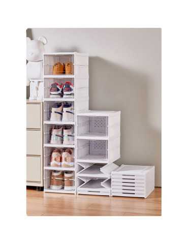 Zapatero Plegable, 6 Pares, Blanco, 25,5 x 34,5 x 105 cm FULMO 2
