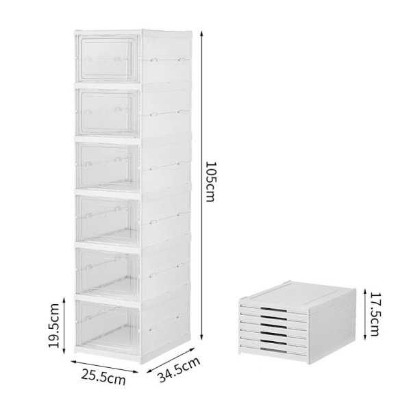 Zapatero Plegable, 6 Pares, Blanco, 25,5 x 34,5 x 105 cm FULMO