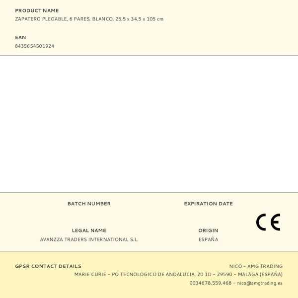 Zapatero Plegable, 6 Pares, Blanco, 25,5 x 34,5 x 105 cm FULMO