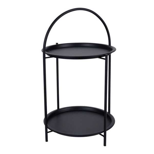 Mesa Auxiliar de Metal Negro Ø40 x 66 cm BASICS