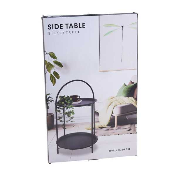 Mesa Auxiliar de Metal Negro Ø40 x 66 cm BASICS