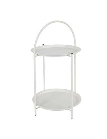 Mesa Auxiliar de Metal Blanco Ø40 x 66 cm BASICS