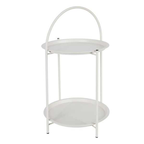 Mesa Auxiliar de Metal Blanco Ø40 x 66 cm BASICS