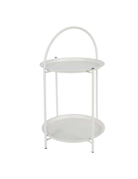Mesa Auxiliar de Metal Blanco Ø40 x 66 cm BASICS