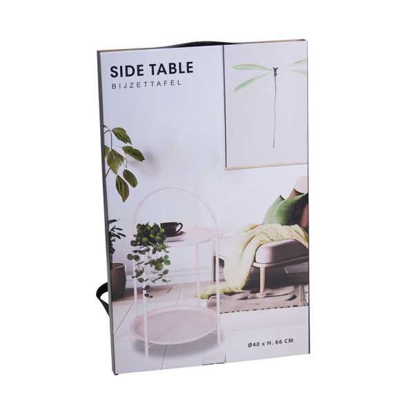 Mesa Auxiliar de Metal Blanco Ø40 x 66 cm BASICS