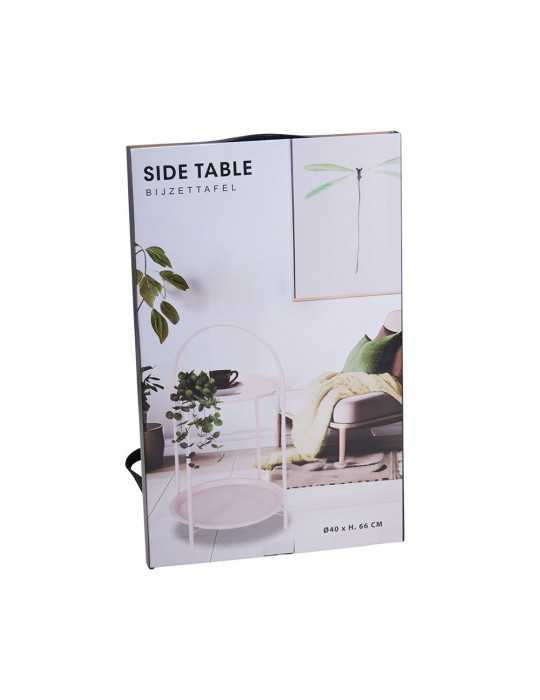 Mesa Auxiliar de Metal Blanco Ø40 x 66 cm BASICS